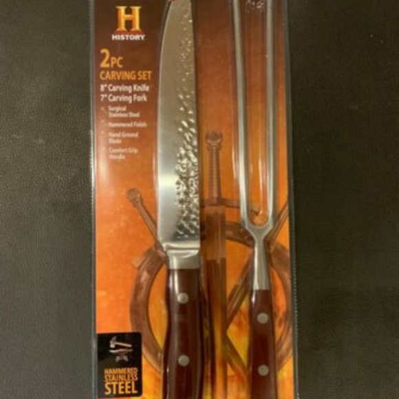 Forged in Fire 8 Inch Carving Knife and 7 Inch Carving Fork 2 Pc Set